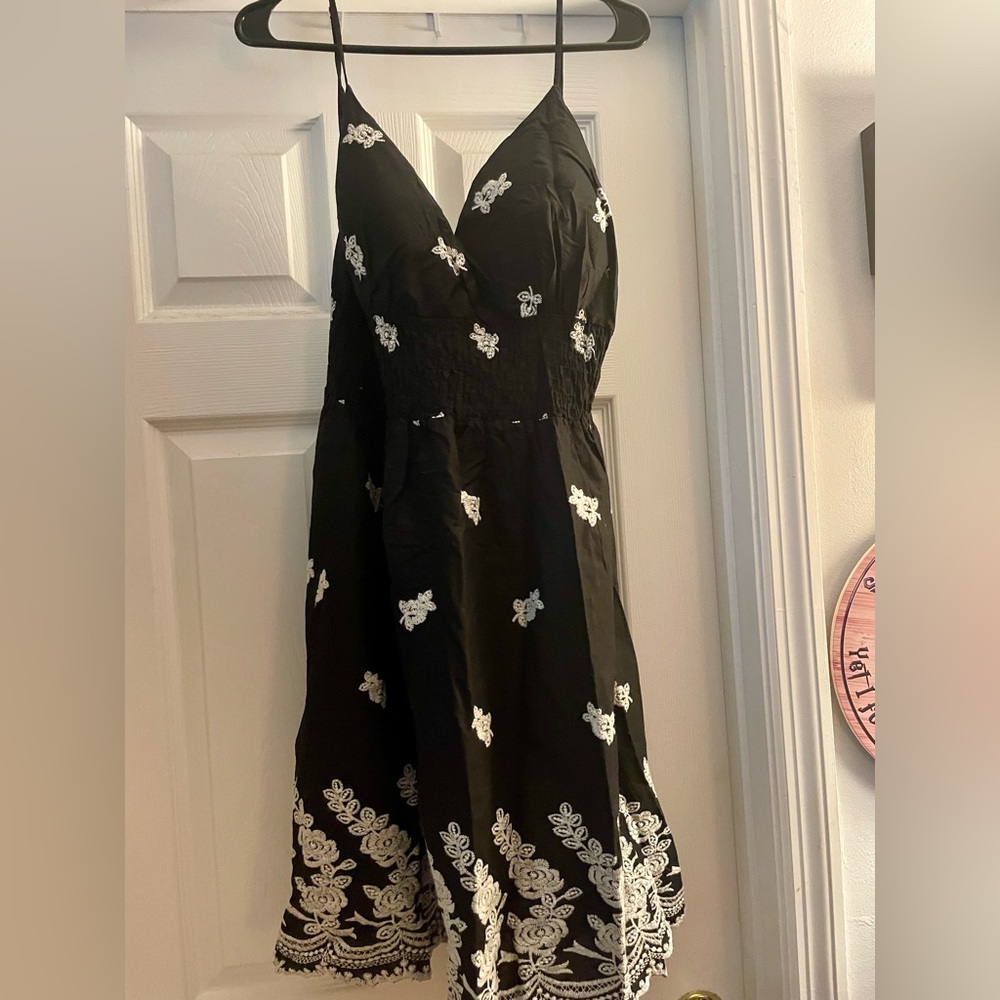 She's Cool Black Dress with White Detailing